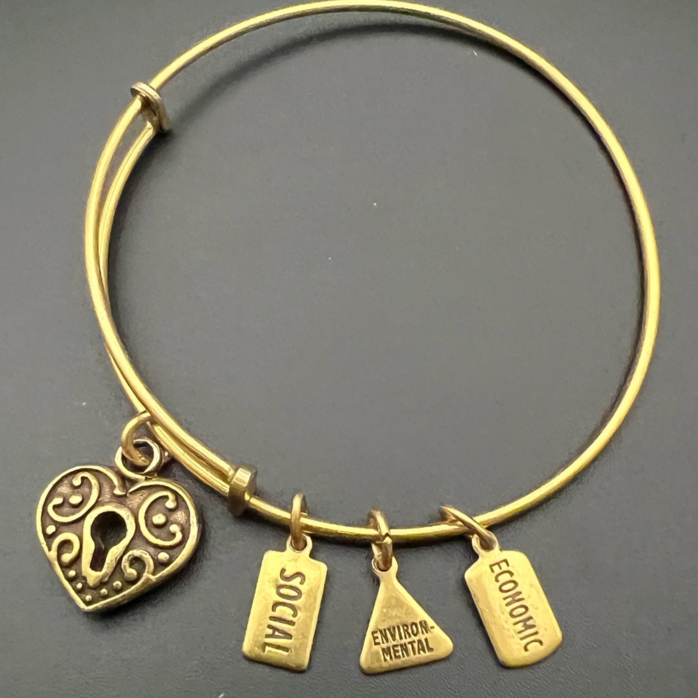 Wind and Fire Heart Lock Charm Gold Tone Adjustable Bracelet Valentine’s Day